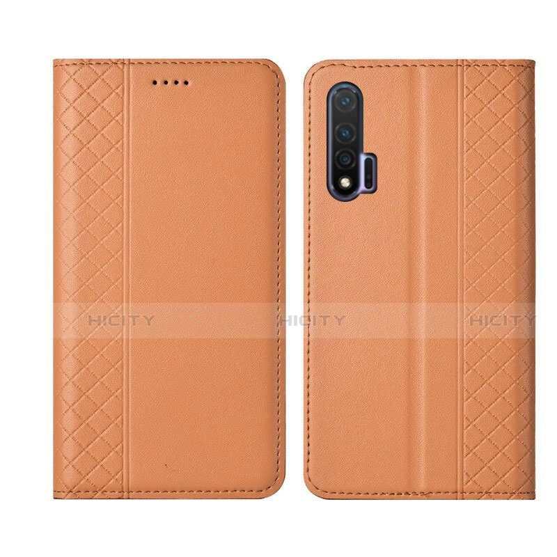 Handytasche Stand Schutzhülle Flip Leder Hülle T02 für Huawei Nova 6 Orange Plus