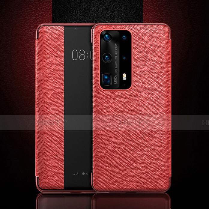 Handytasche Stand Schutzhülle Flip Leder Hülle T02 für Huawei P40 Pro+ Plus Rot