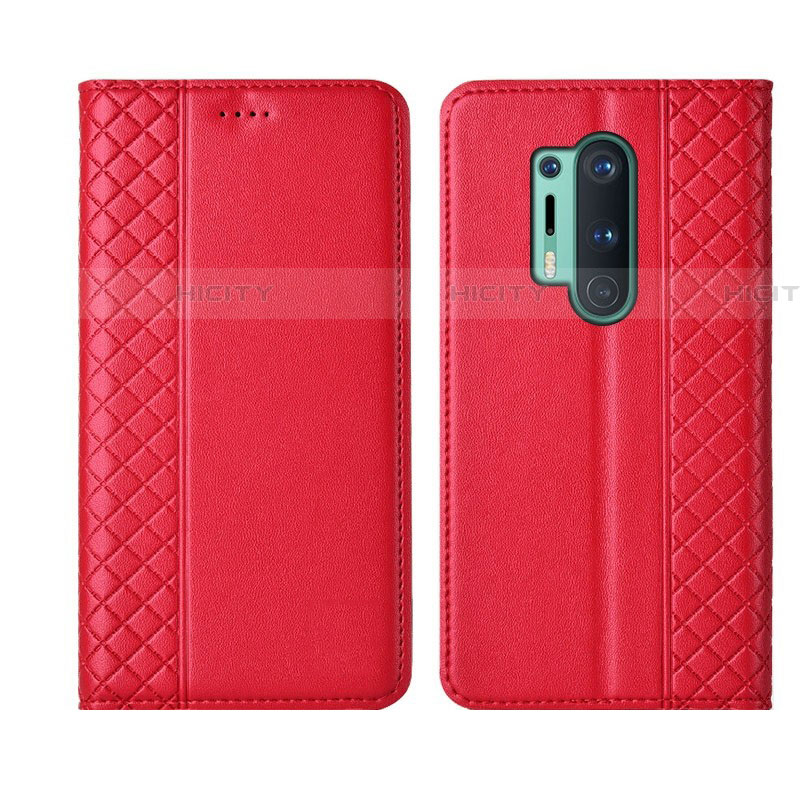 Handytasche Stand Schutzhülle Flip Leder Hülle T02 für OnePlus 8 Pro Rot