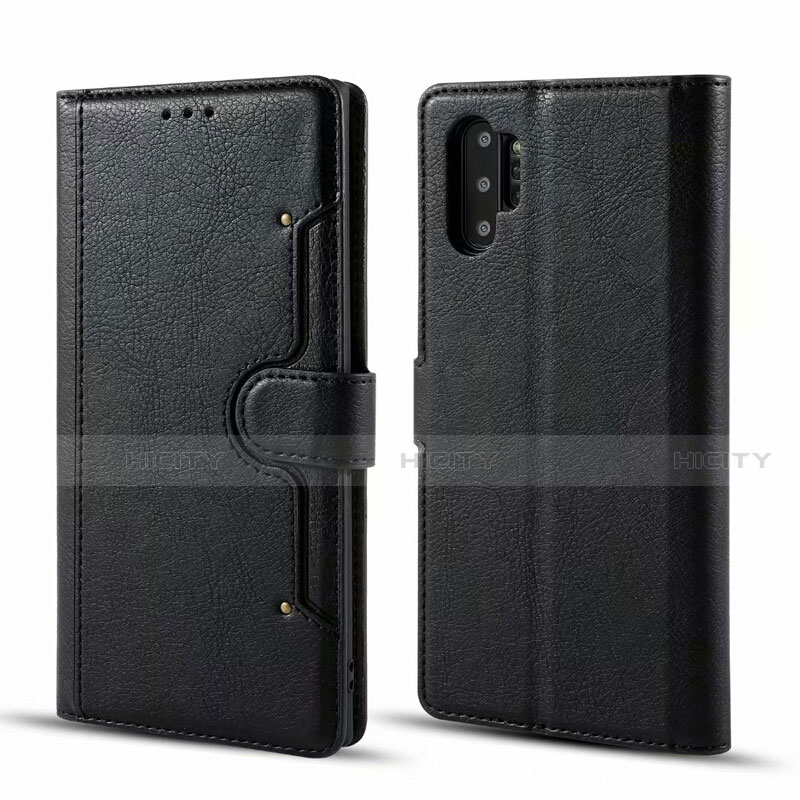 Handytasche Stand Schutzhülle Flip Leder Hülle T02 für Samsung Galaxy Note 10 Plus 5G Schwarz