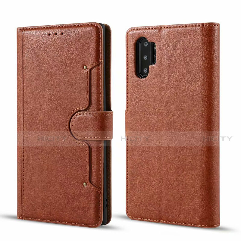 Handytasche Stand Schutzhülle Flip Leder Hülle T02 für Samsung Galaxy Note 10 Plus Braun