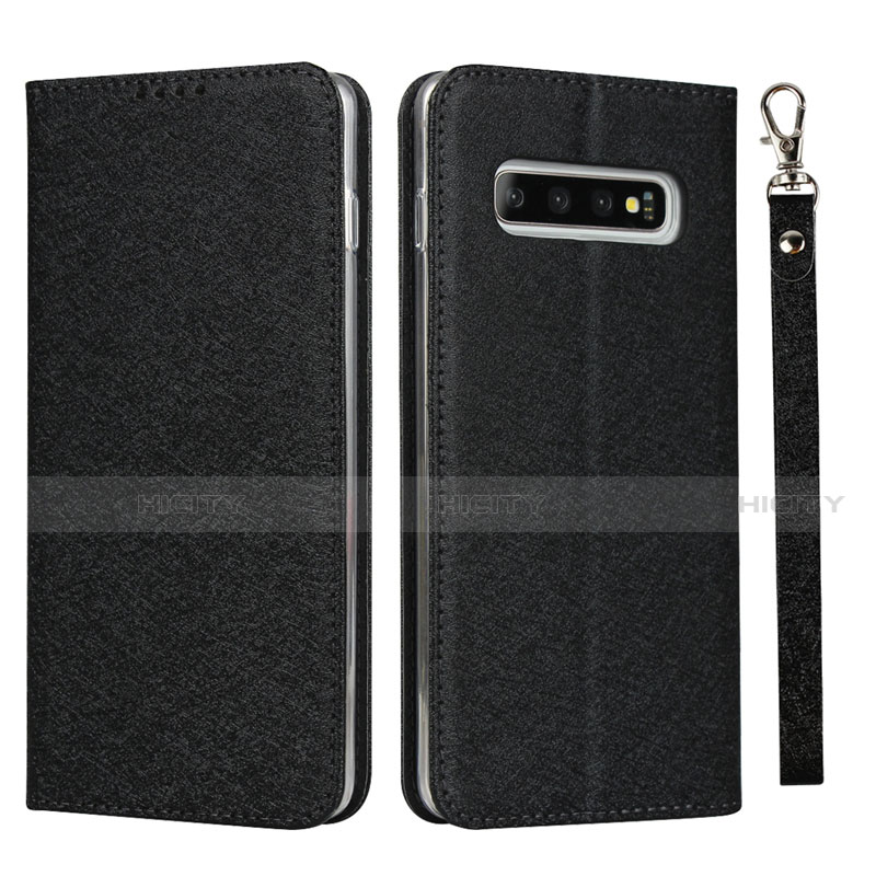 Handytasche Stand Schutzhülle Flip Leder Hülle T03 für Samsung Galaxy S10 5G Schwarz