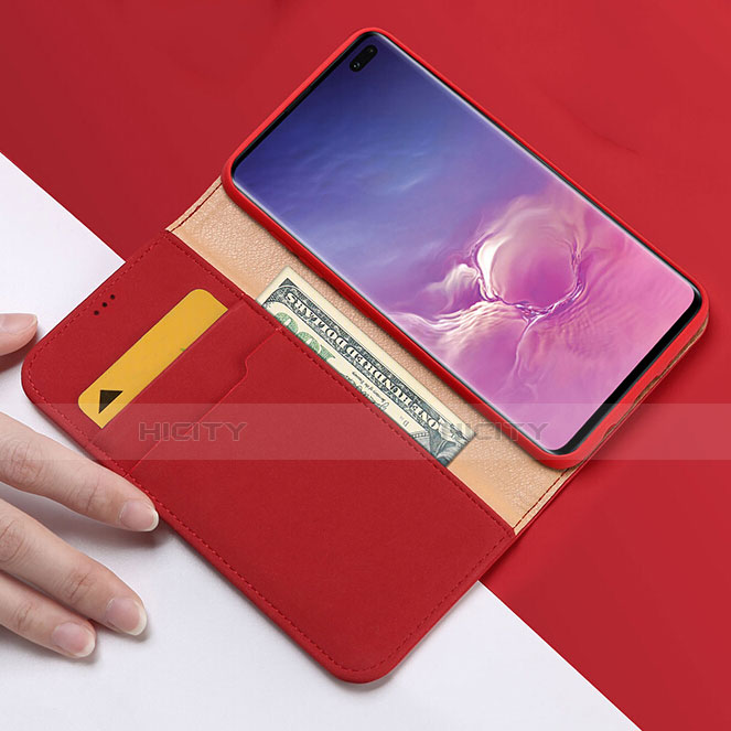 Handytasche Stand Schutzhülle Flip Leder Hülle T03 für Samsung Galaxy S10 Plus groß