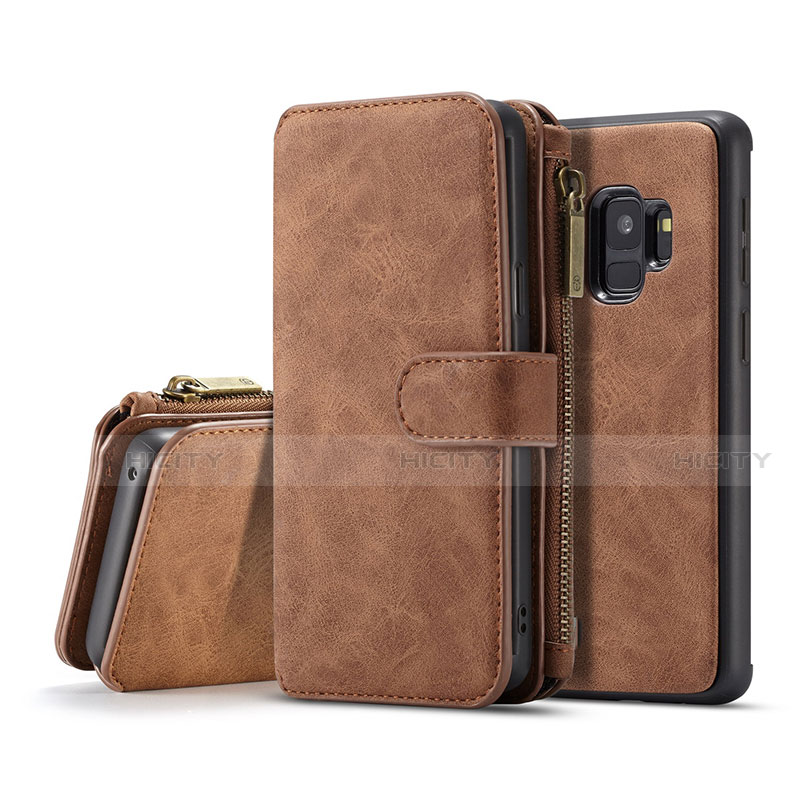 Handytasche Stand Schutzhülle Flip Leder Hülle T03 für Samsung Galaxy S9 Braun