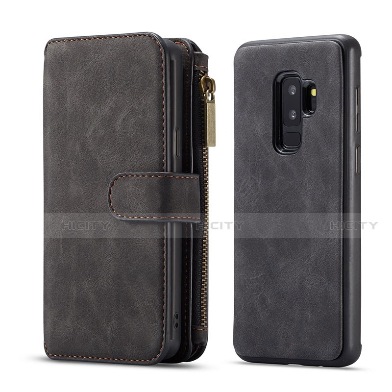 Handytasche Stand Schutzhülle Flip Leder Hülle T03 für Samsung Galaxy S9 Plus Schwarz