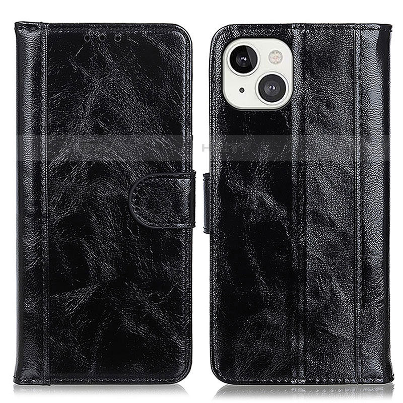 Handytasche Stand Schutzhülle Flip Leder Hülle T04 für Apple iPhone 13 Schwarz Plus