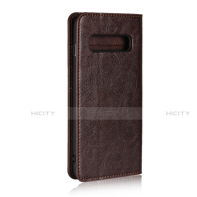 Handytasche Stand Schutzhülle Flip Leder Hülle T04 für Samsung Galaxy S10 Braun