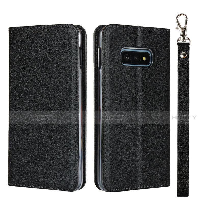 Handytasche Stand Schutzhülle Flip Leder Hülle T04 für Samsung Galaxy S10e Schwarz Plus