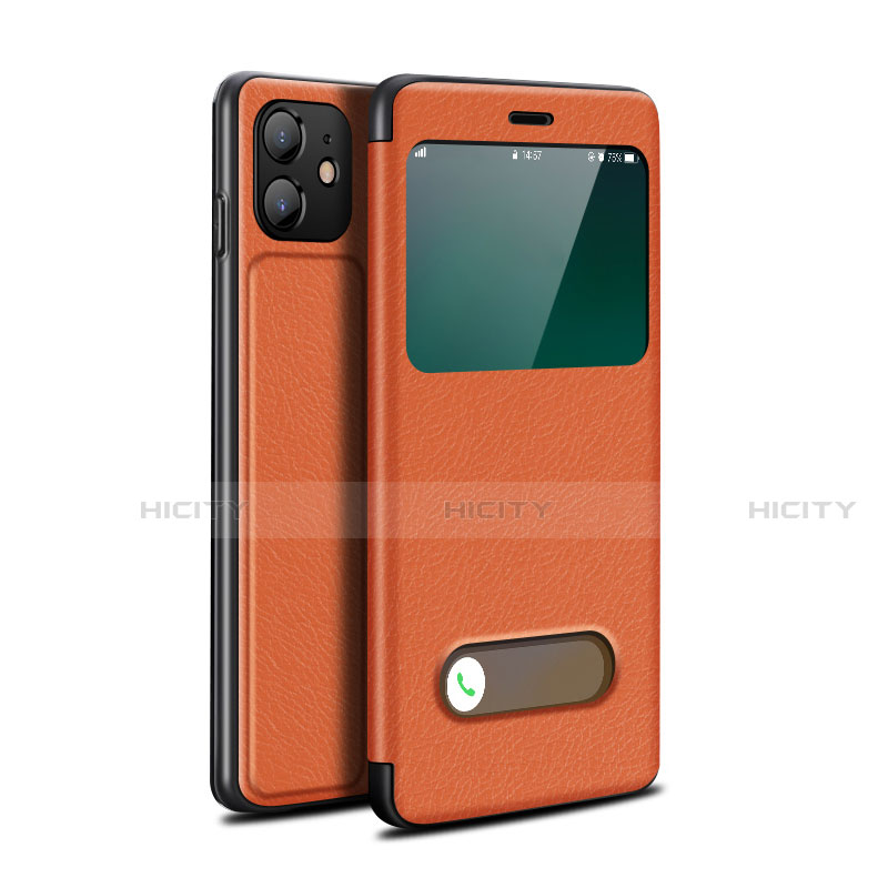 Handytasche Stand Schutzhülle Flip Leder Hülle T05 für Apple iPhone 12 Mini Orange