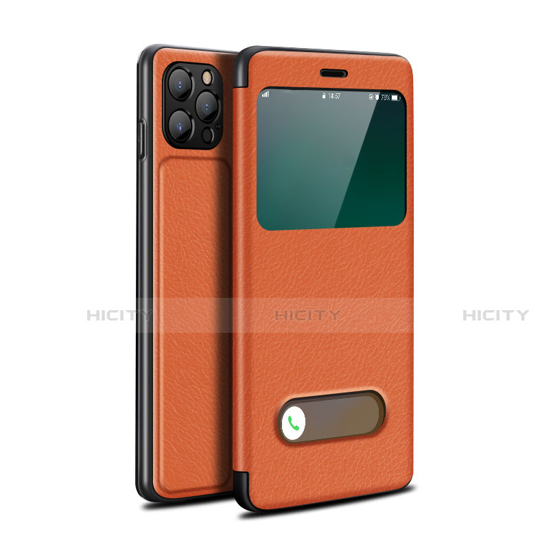 Handytasche Stand Schutzhülle Flip Leder Hülle T05 für Apple iPhone 12 Pro Max Orange Plus