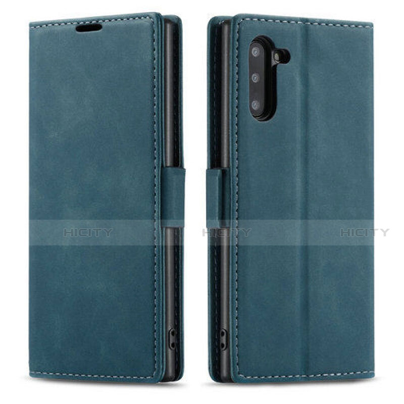 Handytasche Stand Schutzhülle Flip Leder Hülle T05 für Samsung Galaxy Note 10 Blau