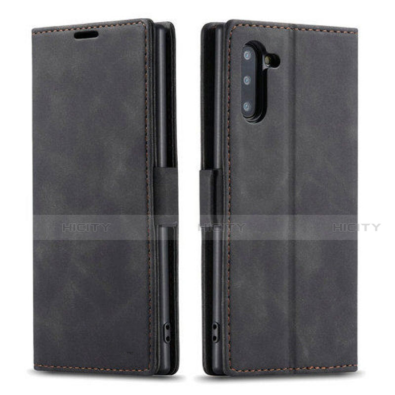 Handytasche Stand Schutzhülle Flip Leder Hülle T05 für Samsung Galaxy Note 10 Schwarz