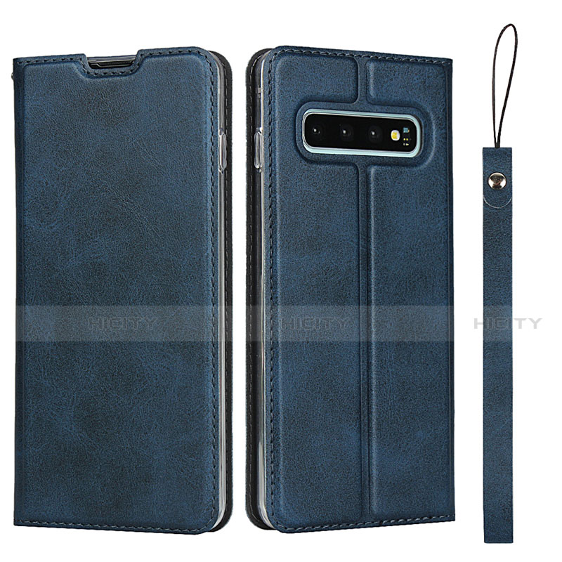 Handytasche Stand Schutzhülle Flip Leder Hülle T05 für Samsung Galaxy S10 Blau