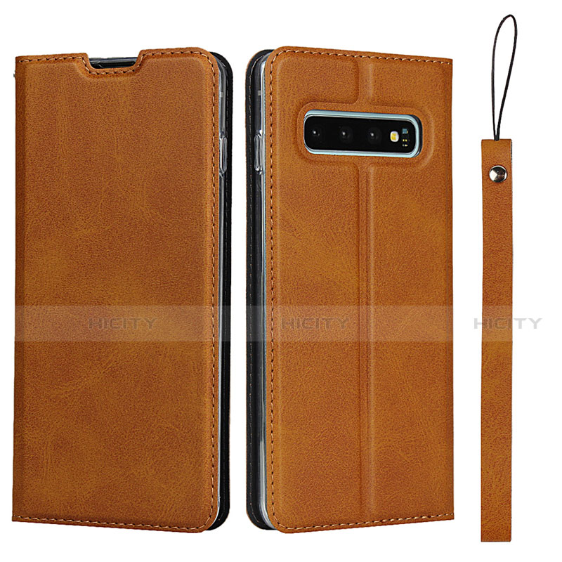 Handytasche Stand Schutzhülle Flip Leder Hülle T05 für Samsung Galaxy S10 Orange Plus