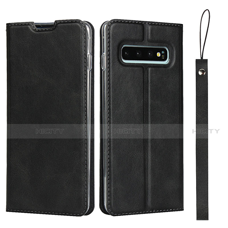 Handytasche Stand Schutzhülle Flip Leder Hülle T05 für Samsung Galaxy S10 Schwarz Plus