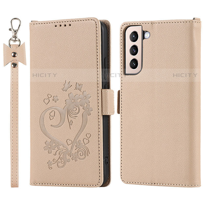 Handytasche Stand Schutzhülle Flip Leder Hülle T05D für Samsung Galaxy S21 Plus 5G Gold