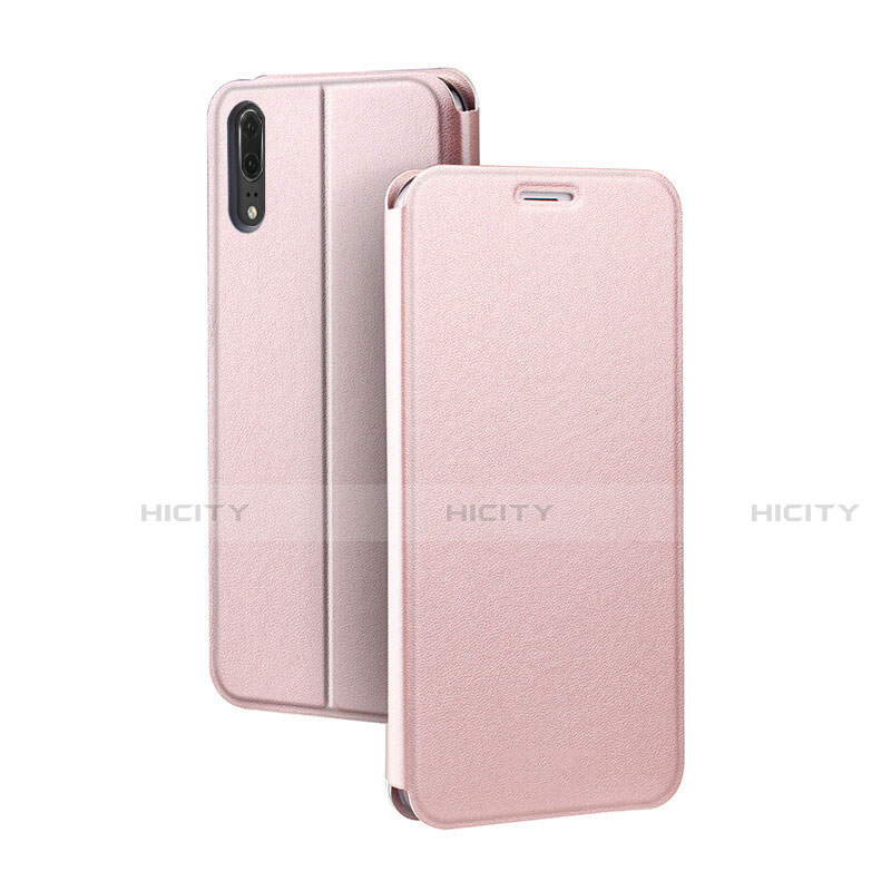 Handytasche Stand Schutzhülle Flip Leder Hülle T06 für Huawei P20 Rosegold