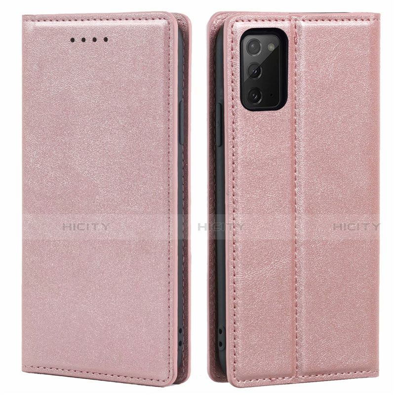 Handytasche Stand Schutzhülle Flip Leder Hülle T06 für Samsung Galaxy Note 20 5G Rosegold Plus