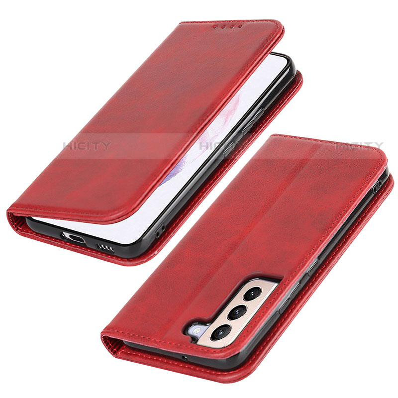 Handytasche Stand Schutzhülle Flip Leder Hülle T06D für Samsung Galaxy S21 Plus 5G Rot Plus