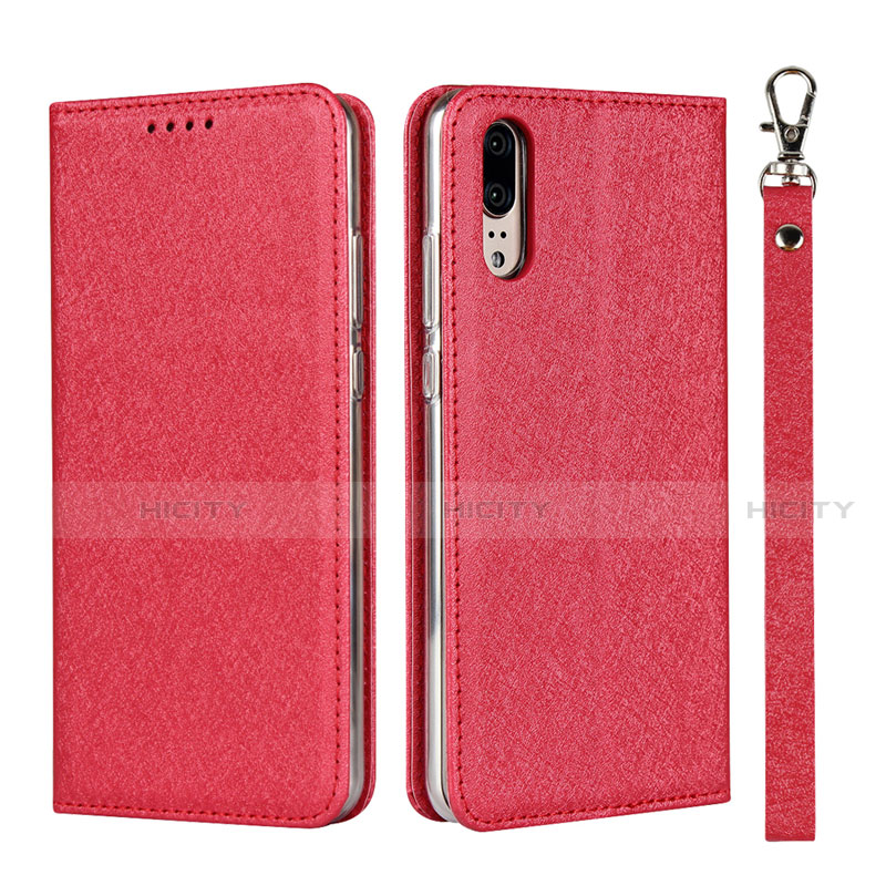 Handytasche Stand Schutzhülle Flip Leder Hülle T07 für Huawei P20 Rot