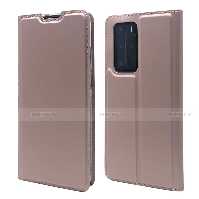 Handytasche Stand Schutzhülle Flip Leder Hülle T07 für Huawei P40 Pro Rosegold