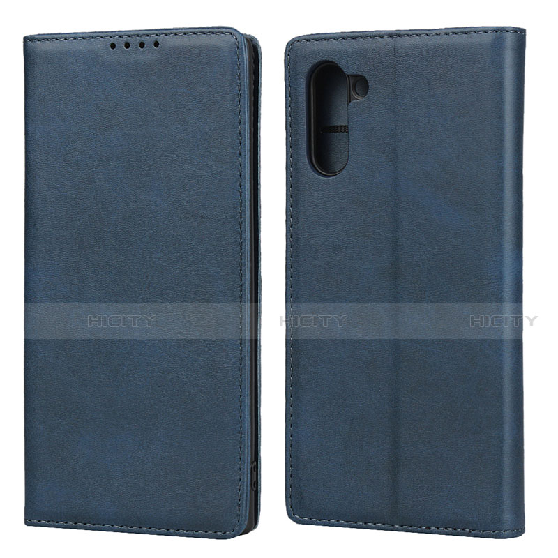Handytasche Stand Schutzhülle Flip Leder Hülle T07 für Samsung Galaxy Note 10 Blau