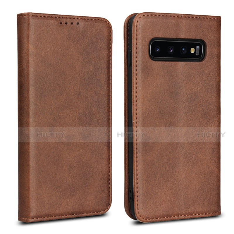 Handytasche Stand Schutzhülle Flip Leder Hülle T07 für Samsung Galaxy S10 5G Braun