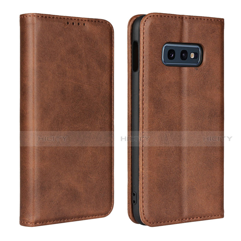 Handytasche Stand Schutzhülle Flip Leder Hülle T07 für Samsung Galaxy S10e Braun