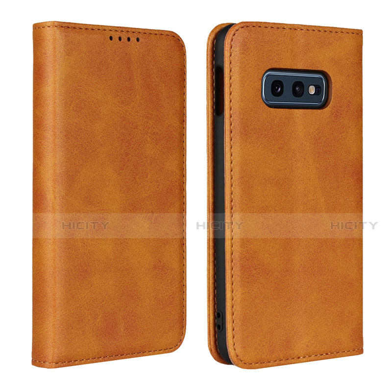 Handytasche Stand Schutzhülle Flip Leder Hülle T07 für Samsung Galaxy S10e Orange