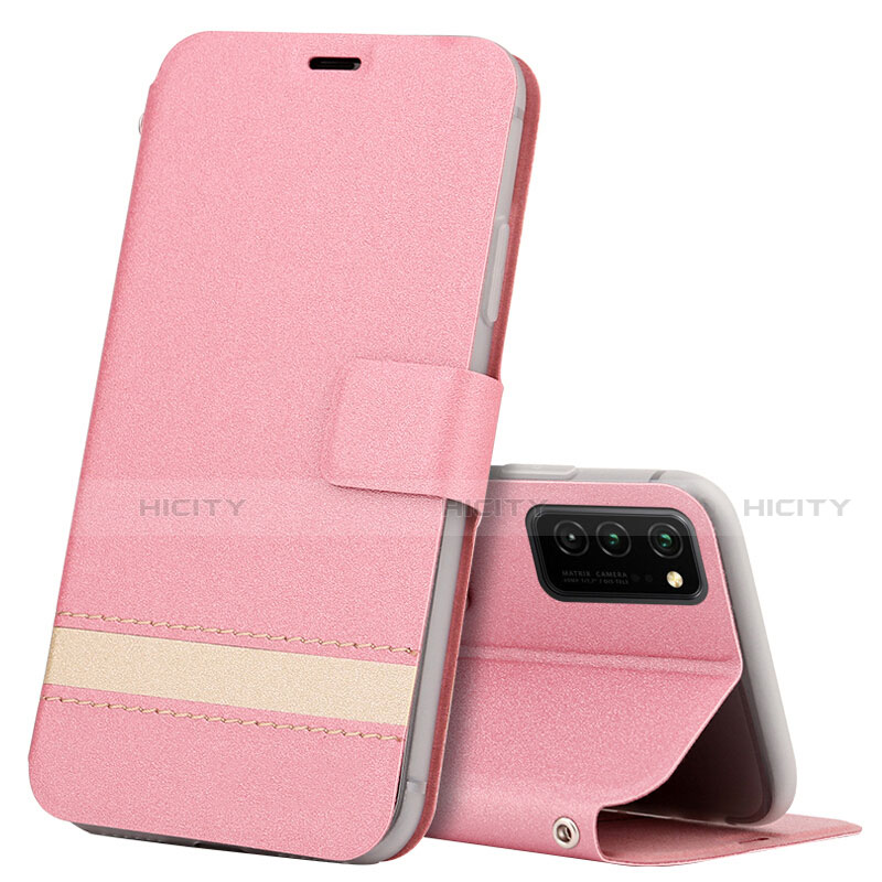 Handytasche Stand Schutzhülle Flip Leder Hülle T08 für Huawei Honor V30 5G Rosa Plus