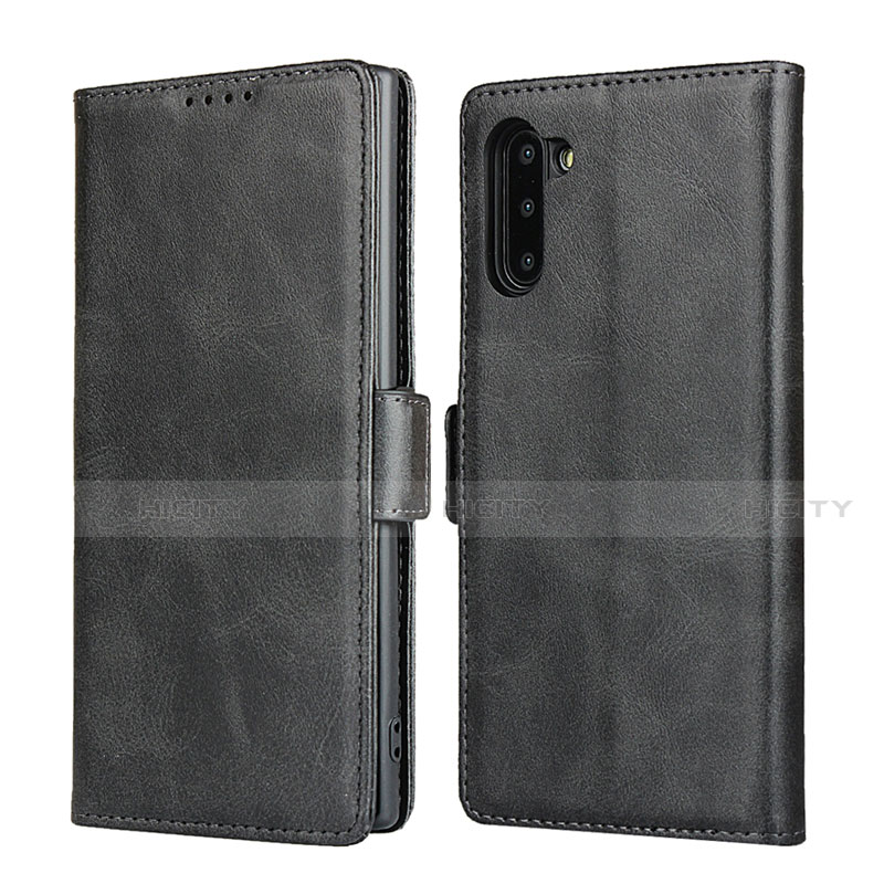 Handytasche Stand Schutzhülle Flip Leder Hülle T08 für Samsung Galaxy Note 10 Schwarz