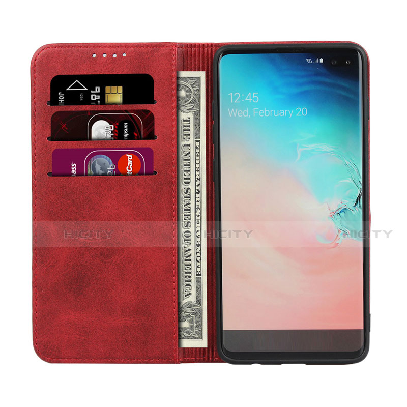 Handytasche Stand Schutzhülle Flip Leder Hülle T08 für Samsung Galaxy S10 Plus groß