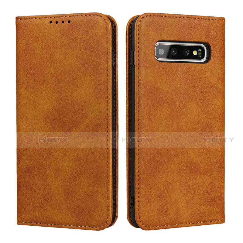 Handytasche Stand Schutzhülle Flip Leder Hülle T08 für Samsung Galaxy S10 Plus Orange Plus