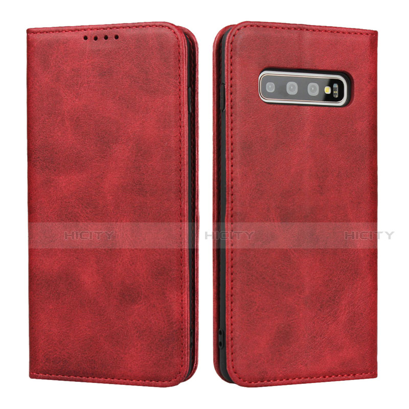 Handytasche Stand Schutzhülle Flip Leder Hülle T08 für Samsung Galaxy S10 Plus Rot Plus