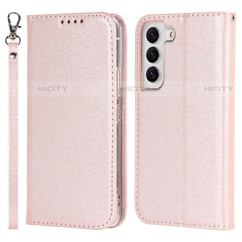 Handytasche Stand Schutzhülle Flip Leder Hülle T08D für Samsung Galaxy S21 FE 5G Rosegold