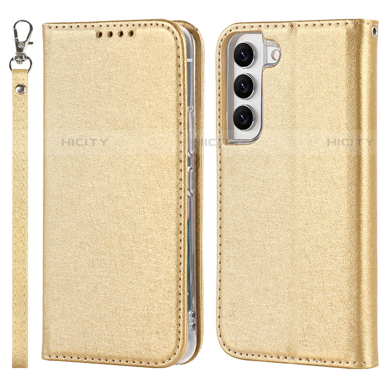 Handytasche Stand Schutzhülle Flip Leder Hülle T08D für Samsung Galaxy S23 5G Gold Plus