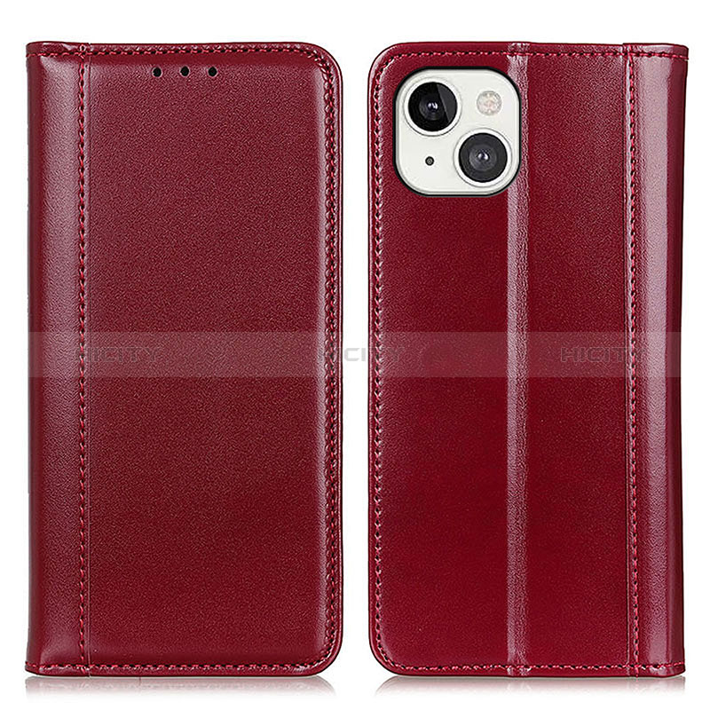 Handytasche Stand Schutzhülle Flip Leder Hülle T09 für Apple iPhone 15 Rot Plus