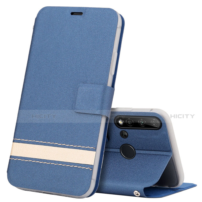 Handytasche Stand Schutzhülle Flip Leder Hülle T09 für Huawei Nova 5i Blau