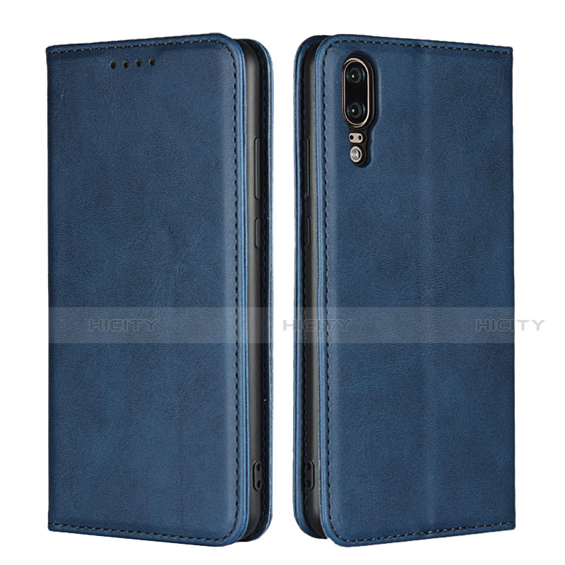 Handytasche Stand Schutzhülle Flip Leder Hülle T09 für Huawei P20 Blau Plus