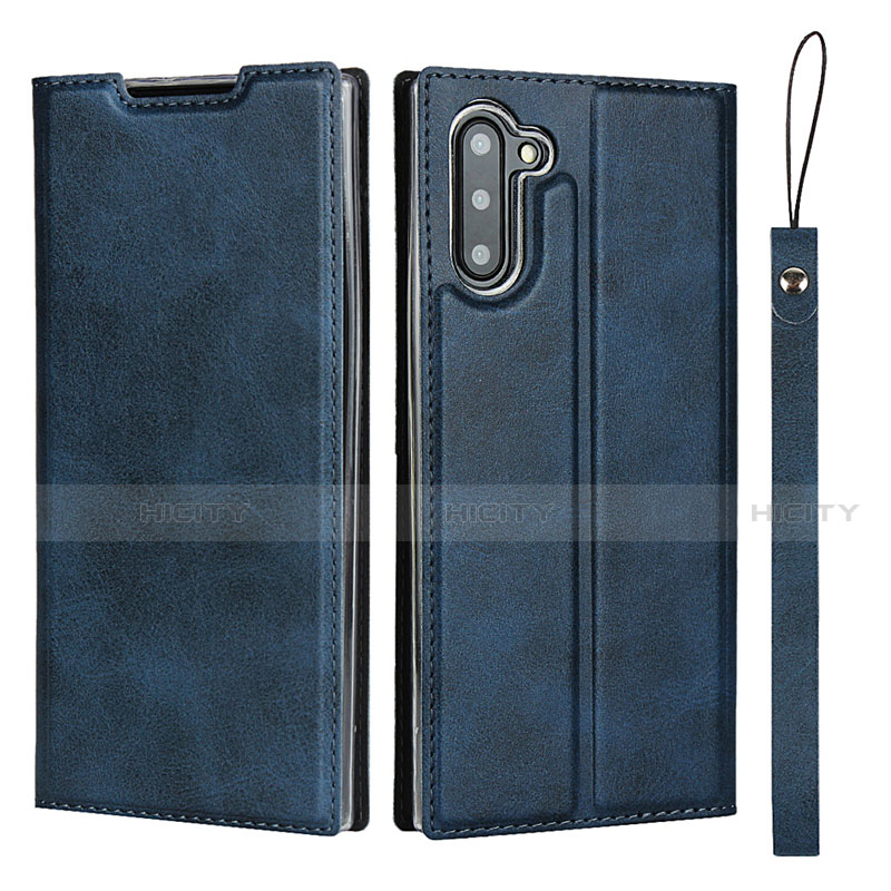 Handytasche Stand Schutzhülle Flip Leder Hülle T09 für Samsung Galaxy Note 10 Blau