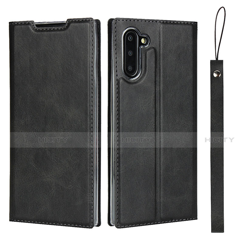 Handytasche Stand Schutzhülle Flip Leder Hülle T09 für Samsung Galaxy Note 10 Schwarz