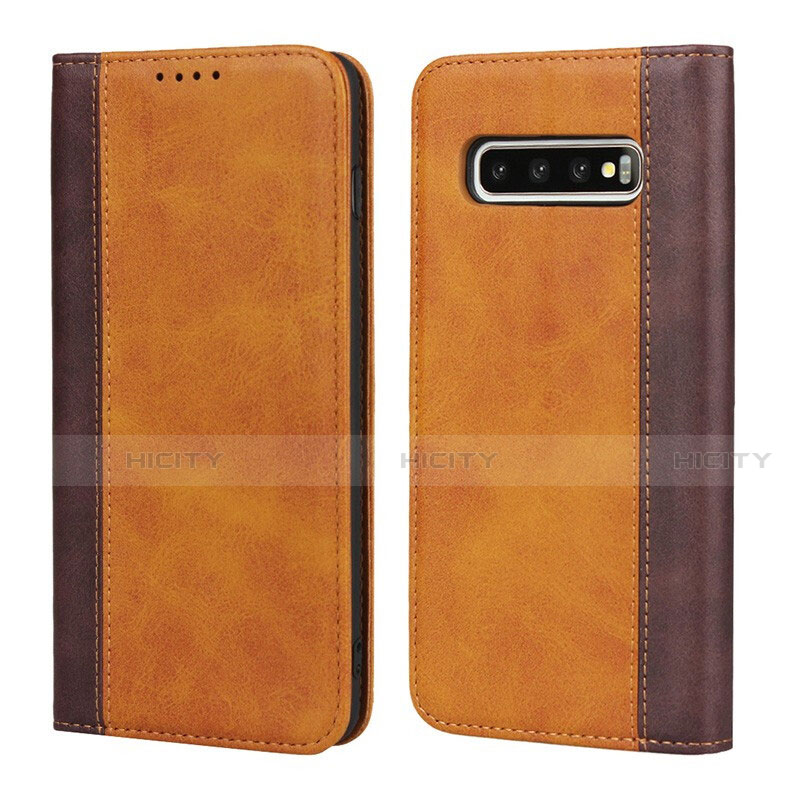 Handytasche Stand Schutzhülle Flip Leder Hülle T09 für Samsung Galaxy S10 5G Orange Plus