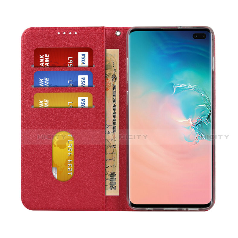 Handytasche Stand Schutzhülle Flip Leder Hülle T09 für Samsung Galaxy S10 Plus groß