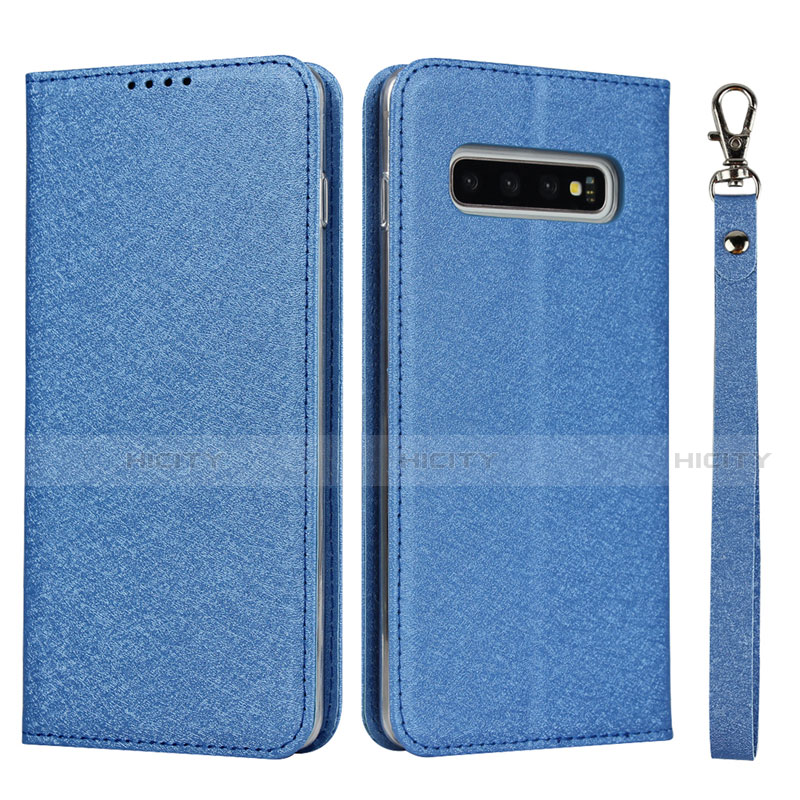 Handytasche Stand Schutzhülle Flip Leder Hülle T09 für Samsung Galaxy S10 Plus Blau Plus