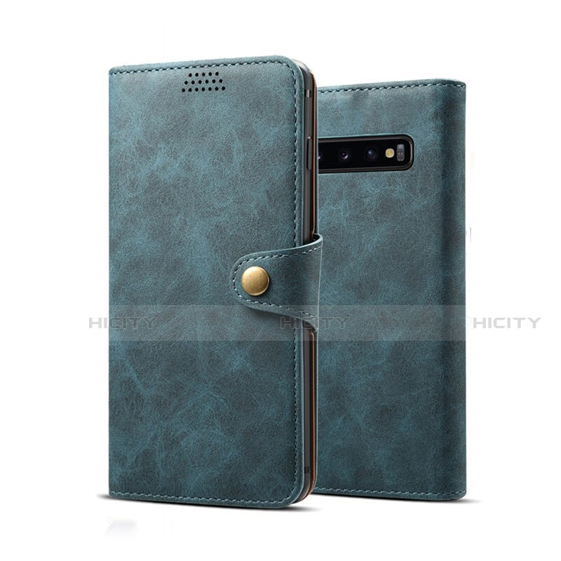 Handytasche Stand Schutzhülle Flip Leder Hülle T10 für Samsung Galaxy S10 5G Blau Plus