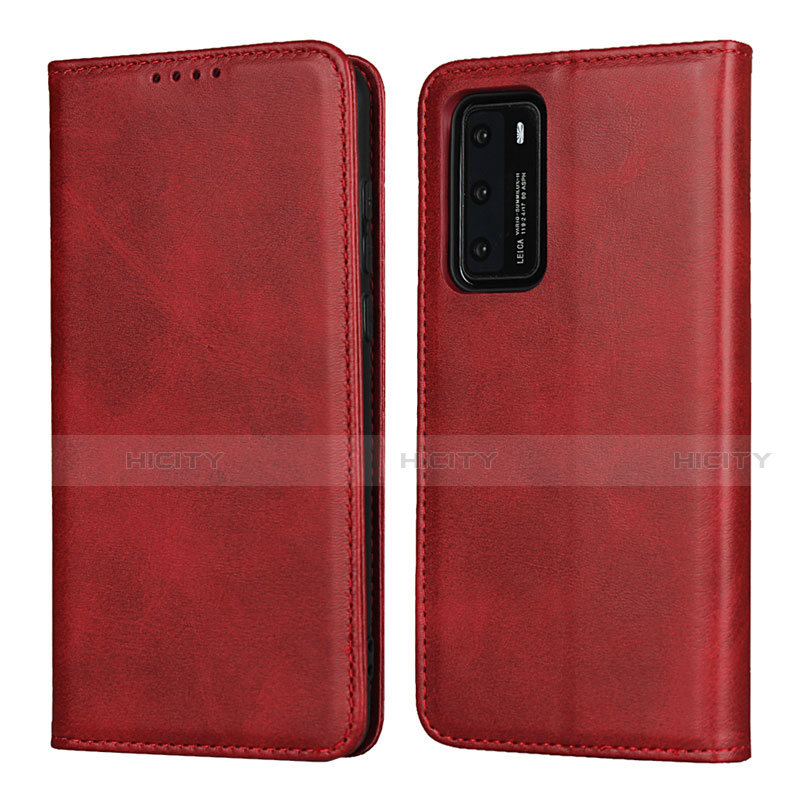 Handytasche Stand Schutzhülle Flip Leder Hülle T11 für Huawei P40 Rot Plus