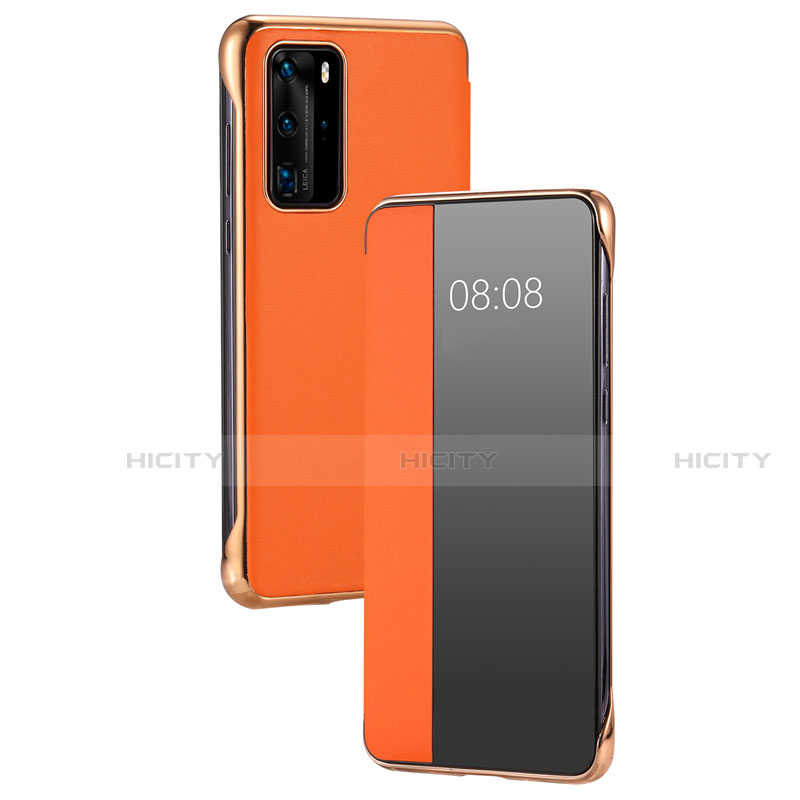 Handytasche Stand Schutzhülle Flip Leder Hülle T12 für Huawei P40 Pro Orange Plus