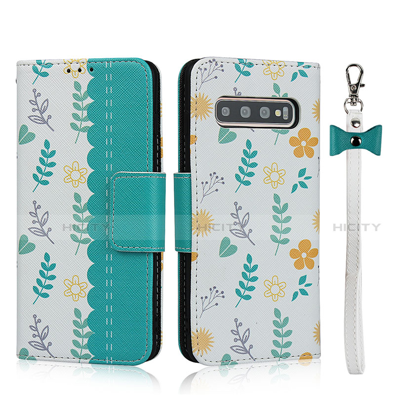 Handytasche Stand Schutzhülle Flip Leder Hülle T12 für Samsung Galaxy S10 Plus Cyan