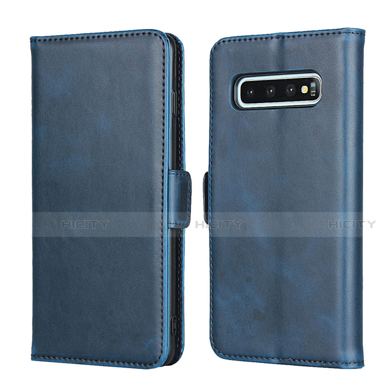 Handytasche Stand Schutzhülle Flip Leder Hülle T14 für Samsung Galaxy S10 Plus Blau