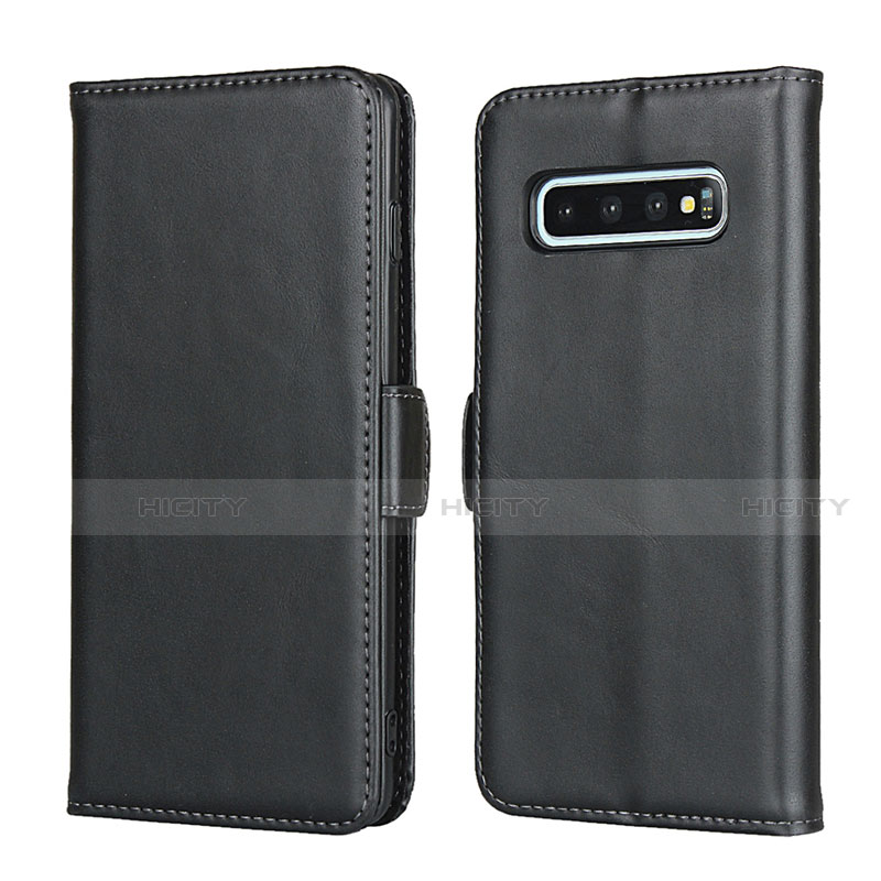 Handytasche Stand Schutzhülle Flip Leder Hülle T14 für Samsung Galaxy S10 Plus Schwarz